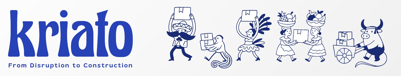 Wordmark and illustrations from Kriato’s identity system